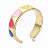Brass Enamel Cuff Rings RJEW-S045-076-NR-3