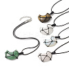 Mixed Gemstone Moon Pendant Necklaces for Women NJEW-JN04270-1