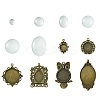 DIY Blank Owl/Round Glass & Tibetan Style Alloy Pendant Making Kits DIY-FS0006-11-1