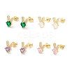 Brass Micro Pave Cubic Zirconia Stud Earring EJEW-C021-06G-1