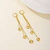 Fashionable Geometric Brass Earrings with Tassel Studs WN4550-2-1