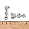 Heart 304 Stainless Steel Clear Cubic Zirconia  Dangle Stud Earrings EJEW-D319-17P-5