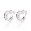 Brass Micro Pave Clear Cubic Zirconia Heart Hoop Earrings EJEW-T048-27P-1