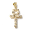 Cross Rack Plating Brass Micro Pave Clear Cubic Zirconia Pendant KK-U019-17G-03-1
