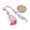 Mermaid Resin Pendant Bookmarks AJEW-JK00269-04-3