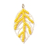 Handmade Glass Seed Beaded Leaf Shape Pendants PALLOY-MZ00935-03-1