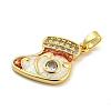 Christmas Brass Micro Pave Cubic Zirconia Pendants KK-H468-02D-01G-2