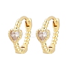 Heart Brass Micro Pave Clear Cubic Zirconia Hoop Earrings EJEW-D348-26G-2