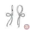 925 Sterling Silver Micro Pave Clear Cubic Zirconia Hoop Earrings STER-P065-08P-1