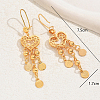 Fashionable Brass Coin with Heart Tassel Hoop Earrings AY1961-5