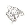 304 Stainless Steel Wave Open Cuff Ring for Women RJEW-M025-01P-4