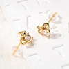 Brass Micro Pave Clear Cubic Zirconia Stud Earring EJEW-C158-15A-G-3