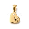 304 Stainless Steel Heart Pendants with Rhinestone STAS-Z103-01G-13-1