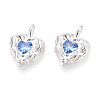 925 Sterling Silver Pave Cornflower Blue Cubic Zirconia Heart Pendants STER-N016-119S-3