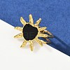 Heart Sun 304 Stainless Steel Enamel Finger Rings for Women RJEW-G355-08G-3