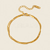 304 Stainless Steel Snake Chain 3-Strand Bracelets for Women UU3711-1