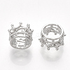Brass with Clear Cubic Zirconia Crown European Beads KK-T035-122-3