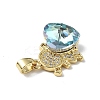 Real 18K Gold Plated Rack Plating Brass Micro Pave Clear Cubic Zirconia Pendants KK-C015-23G-07-2