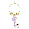 Giraffe Alloy Enamel Pendants Wine Glass Charms Sets AJEW-JO00186-3