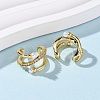 Brass Micro Pave Clear Cubic Zirconia C-Shaped Cuff Earrings LS-EJEW-D328-08G-2
