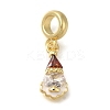 Rack Plating Brass Red & Clear Cubic Zirconia European Dangle Charms with Enamel KK-Z086-27G-1