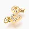 Brass Micro Pave Clear Cubic Zirconia Charms ZIRC-O036-30G-C-3