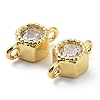 Rack Plating Brass Pave Clear Cubic Zirconia Connector Charms KK-C035-02G-2