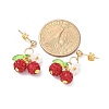 Cherry 304 Stainless Steel Handmade Polymer Clay Rhinestone Dangle Stud Earrings EJEW-JE06428-02-4