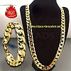 Alloy Cuban Curb Chains Necklaces & Bracelets Sets for Men WG37A02-01-1