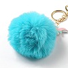 Imitation Rex Rabbit Fur Ball & PU Leather Unicorn Pendant Keychain LS-KEYC-K018-01KCG-01-3