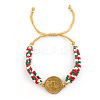 Christmas Theme Adjustable Seed Bead Braided Bead Bracelets PM1099-1