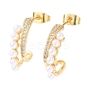 Brass Micro Pave Clear Cubic Zirconia C-Shaped Stud Earringss EJEW-A152-02G-4