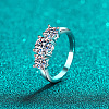 Rhodium Plated 925 Sterling Silver Pave 8.2x4.9mm Moissanite Finger Rings WG3C802-05-2