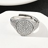 Brass Micro Pave Cubic Zirconia Cuff Rings for Women RJEW-A069-13P-03-2