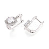 Brass Micro Pave Clear Cubic Zirconia Flower Hoop Earrings EJEW-T048-33P-2