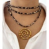 304 Stainless Steel Spiral Pendant Leopard Print Imitation Leather Cord Wrap Necklaces for Women NJEW-K289-02G-2