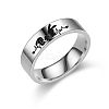Rabbit with ECG Pattern 201 Stainless Steel Finger Rings FS-WGE99FF-07-1