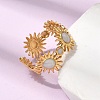 Sun 304 Stainless Steel Open Cuff Rings for Women RJEW-A091-20G-2