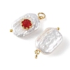 Natural Baroque Keshi Pearl & Glass Pendants PALLOY-JF05928-01-2