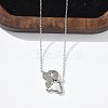 304 Stainless Steel White Enamel & Crystal Rhinestone Dog Pendant Necklaces for Women NJEW-M101-03P-3