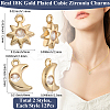 24Pcs 2 Styles Brass Micro Pave Cubic Zirconia Charms KK-BBC0019-03-2