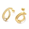 Brass Micro Pave Clear Cubic Zirconia Stud Earrings for Women EJEW-A040-07G-2