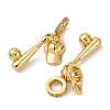Brass Micro Pave Clear Cubic Zirconia European Dangle Charms KK-P308-45G-2