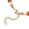 Rectangle Natural Amber and Round White Shell Pearl Beaded Necklaces NJEW-JN05645-5