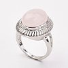 Natural Rose Quartz Finger Rings RJEW-P122-04-2