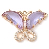 Rack Plating Brass Clear Cubic Zirconia Pendants KK-N255-10G-02-RS-1