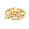 Rack Plating Brass Micro Pave Clear & Cyan Cubic Zirconia Pendants KK-D073-14G-3