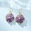 Flower Natural Mixed Stone Dangle Earrings EJEW-G456-01G-3