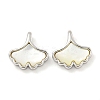 Natural Shell & Brass Gingko Leaf Charms KK-P275-06P-1