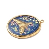 304 Stainless Steel Epoxy Resin with Natural Shell and Sequins Inside Pendants STAS-L026-17G-E04-2